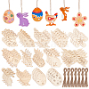 Easter Theme Unfinished Wood Pendant Decorations HJEW-WH0043-58-7