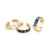 Real 16K Gold Plated Star & Moon Enamel Cuff Rings for Women RJEW-Q165-017-NR-1