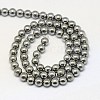 Electroplate Natural Pyrite Round Beads Strands G-L040-4mm-02-3