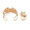 Flower Alloy Cuff Bangle & Ring Sets for Women SJEW-C005-04G-4