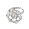 Flower Brass Shell & Cubic Zirconia Adjustable Ring Settings KK-K297-07P-2