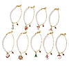 Christmas Theme Glass & Alloy Enamel Charm Bracelets BJEW-JB10907-1