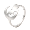 304 Stainless Steel Moon with Bat Adjustable Ring for Women RJEW-M149-04P-3