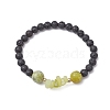 Natural Lemon Jade with Natural Lava Rock Beaded Stretch Bracelets for Women BJEW-JB11130-06-1