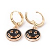 Hollow Out Smiling Face Enamel Hoop Earrings for Women EJEW-G304-01KCG-01-2