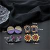 Halloween Spider Ghost Spider Web Wood Stud Earring Sets EJEW-OY002-02-3