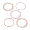 5Pcs 5 Styles Faceted Round Glass Beaded Stretch Bracelet Sets BJEW-JB10423-01-4