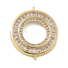 Rack Plating Brass Clear Cubic Zirconia Ring Connector Charms KK-A234-075G-1