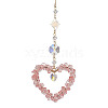 Heart Cherry Quartz Glass Chip Pendant Drcorations HJEW-JM01651-05-1