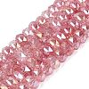 Electroplate Transparent Crackle Glass Beads Strands EGLA-Q135-01A-B08-1