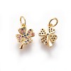 Brass Micro Pave Cubic Zirconia Charms X-ZIRC-E161-24G-1