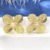 Flower Brass Stud Earrings EJEW-F358-03B-G-2