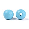 Spray Painted Round Natural Schima Wood Beads WOOD-A018-14mm-09-2