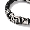 Men's Braided Black PU Leather Cord Bracelets BJEW-K243-31AS-2