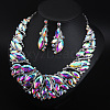 Alloy Rhinestone Pendant Necklaces & Teardrop Stud Dangle Earring Sets for Women WG99E9F-05-2