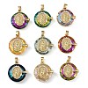 Brass Micro Pave Cubic Zirconia with Glass Pendents KK-Q815-03G-1