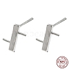 Rhodium Plated 925 Sterling Silver Rectangle Stud Earring Findings STER-Q192-04P-1