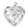 Rack Plating Heart Brass Micro Pave Clear Cubic Zirconia Pendants KK-P287-37P-1