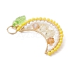 Round Glass Seed Beaded Fruit Pendants PALLOY-MZ00864-04-3