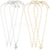 6Pcs 2 Colors 304 Stainless Steel Paperclip Chain Necklaces NJEW-SC0001-58A-1