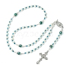 Glass Pearl Rosary Bead Necklace NJEW-TA00082-02-1