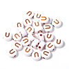 100Pcs Plating Opaque White Acrylic Beads FIND-PW0024-36M-1