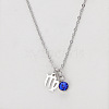 304 Stainless Steel Sapphire Rhinestone Birth Stone Constellation Pendant Necklaces FS-WG76580-21-1