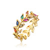 Brass Micro Pave Colorful Cubic Zirconia Adjustable Cuff Rings for Women FS-WG1389A-01-2