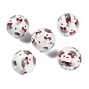 Christmas Printed Schima Wood European Beads WOOD-G024-02D-1