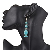 Ocean Series Synthetic Turquoise Dangle Earrings EJEW-JE05849-4