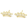 Crown Brass Micro Pave Cubic Zirconia Stud Earrings EJEW-L270-21G-1