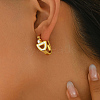 Stainless Steel Shell Half Round Design Hoop Earrings for Daily Commute QG2805-2