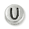 925 Sterling Silver Flat Round with Letter Beads STER-G044-01AS-U-1