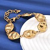 Textured 316L Surgical Stainless Steel Link Chain Bracelets for Women BJEW-D454-03G-3