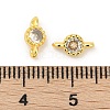 Brass Cubic Zirconia Flat Round Connector Charms KK-H204-02G-04-3