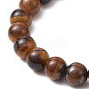 Natural Tiger Eye Stretch Bracelets with Angel Charms BJEW-JB11046-01-4