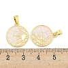 Rack Plating Brass Pave Shell Flat Round Pendants KK-M291-18G-3