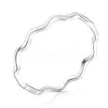 Anti-Tarnish Rhodium Plated 925 Sterling Silver Minimalist Wave Finger Ring for Women JR873A