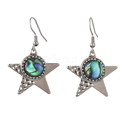Paua Shell and 304 Stainless Steel Dangle Earrings EJEW-JE07471-03-1
