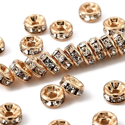 Rack Plating Brass Crystal Rhinestone Rondelle Space Beads RB-D303-KCG-1