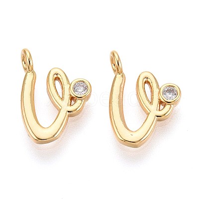 Brass Micro Pave Cubic Zirconia Charms KK-N263-97G-V-1