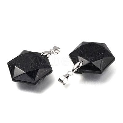 Faceted Synthetic Blue Goldstone Pendants G-F340-03M-1