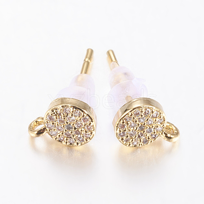 Brass Micro Pave Cubic Zirconia Stud Earring Findings ZIRC-E132-11B-G-1