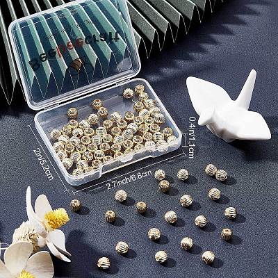 100Pcs Brass Grooved Beads KK-BBC0003-83-1