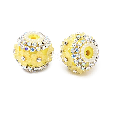 Bling Resin Rhinestone Flower Beads OACR-D310-01P-B-1