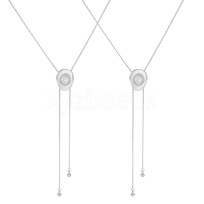 2Pcs Adjustable Brass Curb Chains Cowboy Hat Sweater Lariat Necklaces NJEW-UN0001-78P-1