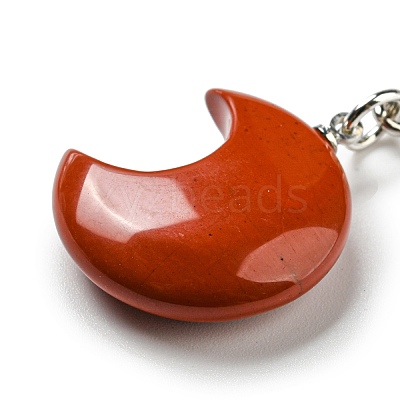 Reiki Natural & Synthetic Mixed Gemstone Moon Pendant Keychains KEYC-P015-01P-1