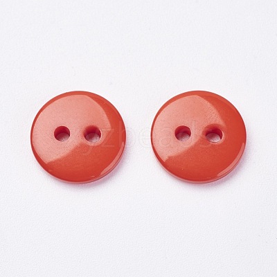 2-Hole Flat Round Resin Sewing Buttons for Costume Design BUTT-E119-14L-08-1