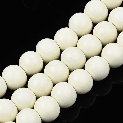 Painted Natural Wood Beads Strands WOOD-S053-54N-1