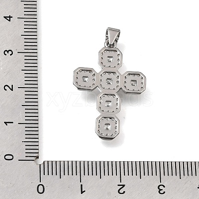 Brass Micro Pave Clear Cubic Zirconia Pendants CU-CBA9883-05A-P-1